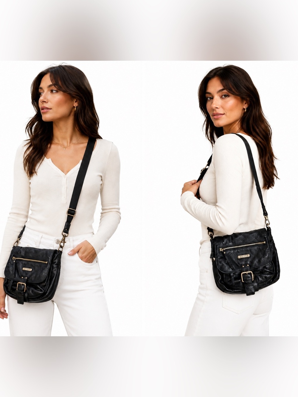 Michael Kors Y2K Black Pebble  Leather Slouch Messenger Crossbody/Shoulder Bag